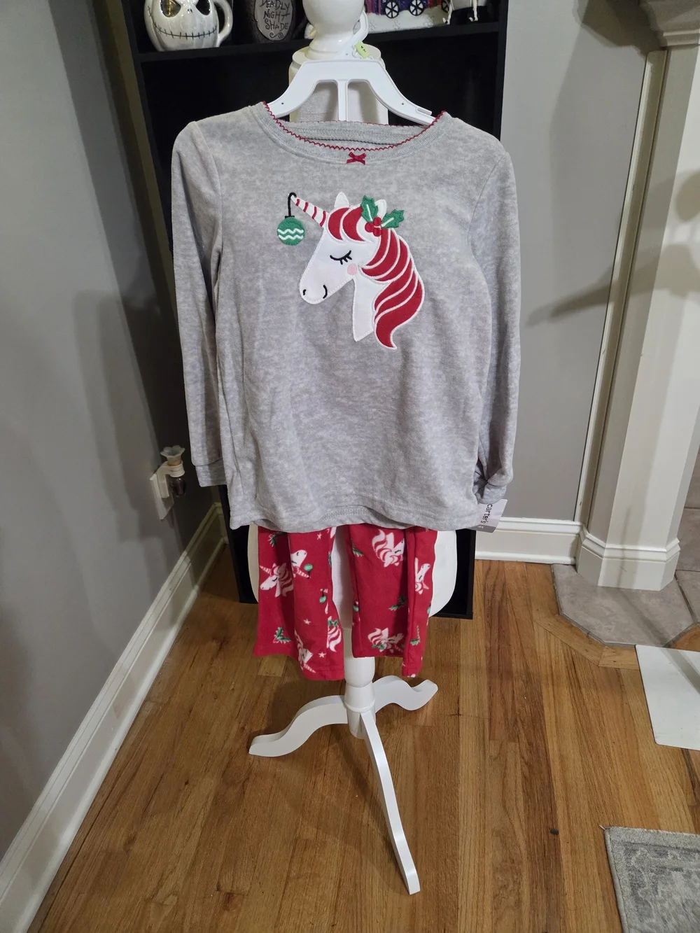 Carter's Gray & Red Unicorn Holiday Pajama Set
